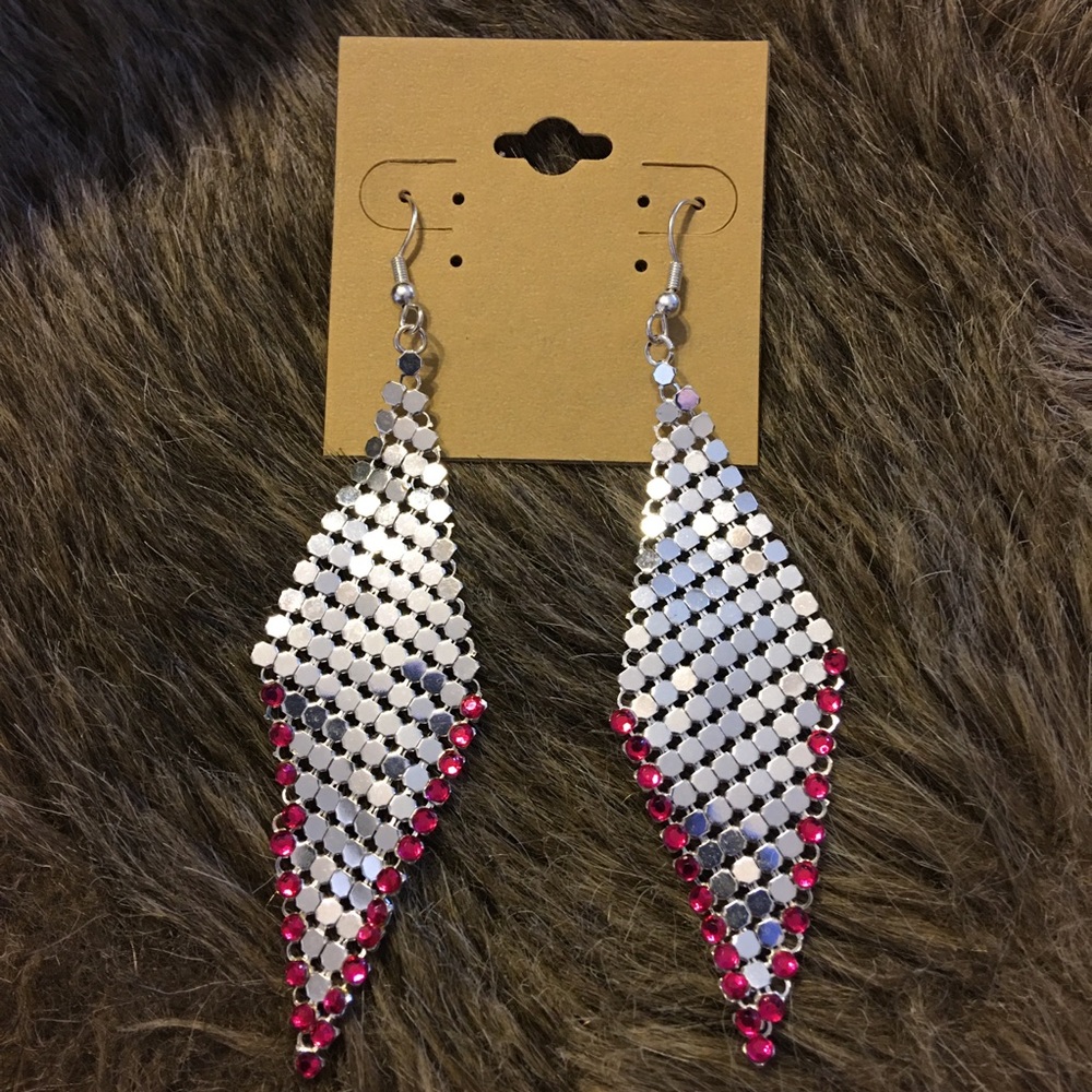 Vintage 80s silver tone mesh rock star earrings